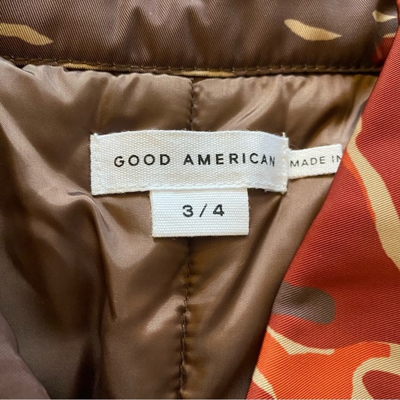 Good American Trucker Puffer Jacket Desert Camo Womens XL Red Tan Camouflage - Picture 7 of 12